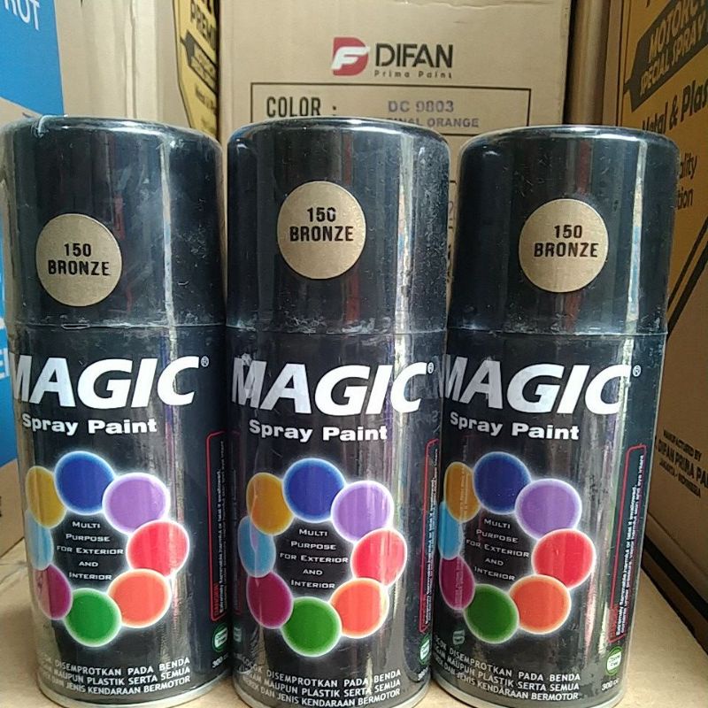 cat semprot pilok pilox magic spray paint magic bronze 150 coklat muda metallic 300cc