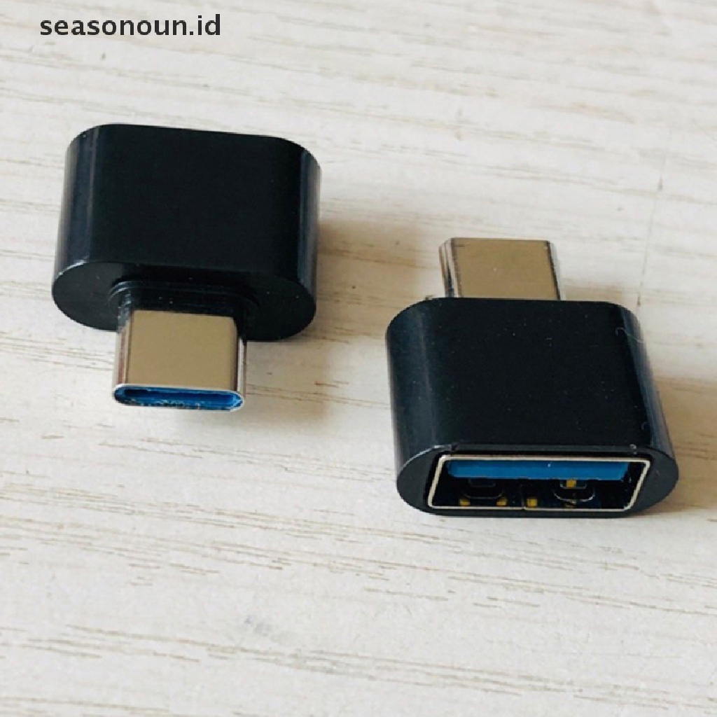 Seasonoun 10pc Konektor Konverter Adapter OTG Handphone Mini Tipe-C Male to USB Female.