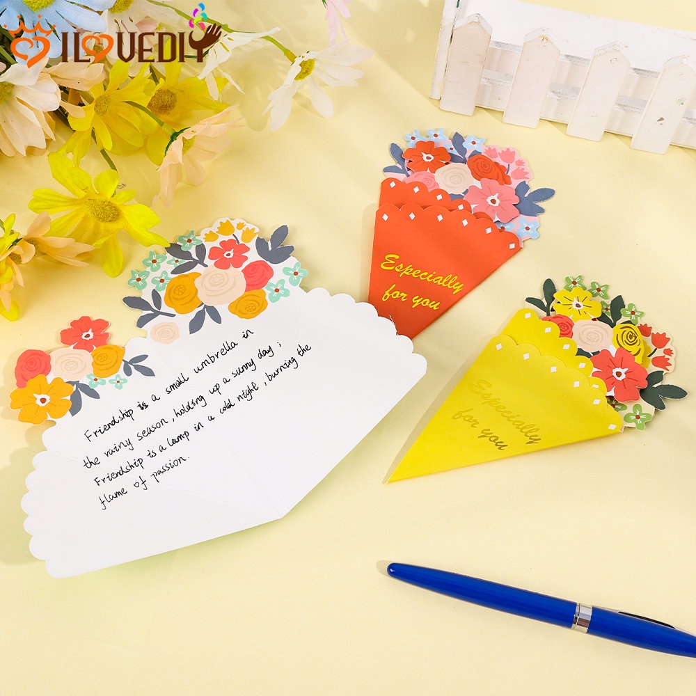 Undangan Akad Pernikahan Valentine Hari Amplop Bunga Greeting Card DIY Tulisan Tangan Berkat Kartu Ucapan Ulang Tahun Liburan Kartu Pesan Kreatif Buket Kartu Berkah