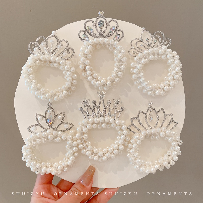 Mahkota Mutiara Rambut Bunga Tali Rambut Dengan Karet Rambut Gelang Aksesoris Rambut