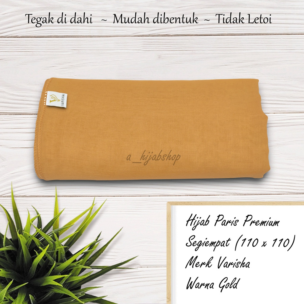 Kerudung Jilbab Segi Empat Bahan Katun Paris Polos Jadul Premium Varisha By Mardhatillah Warna gold 
