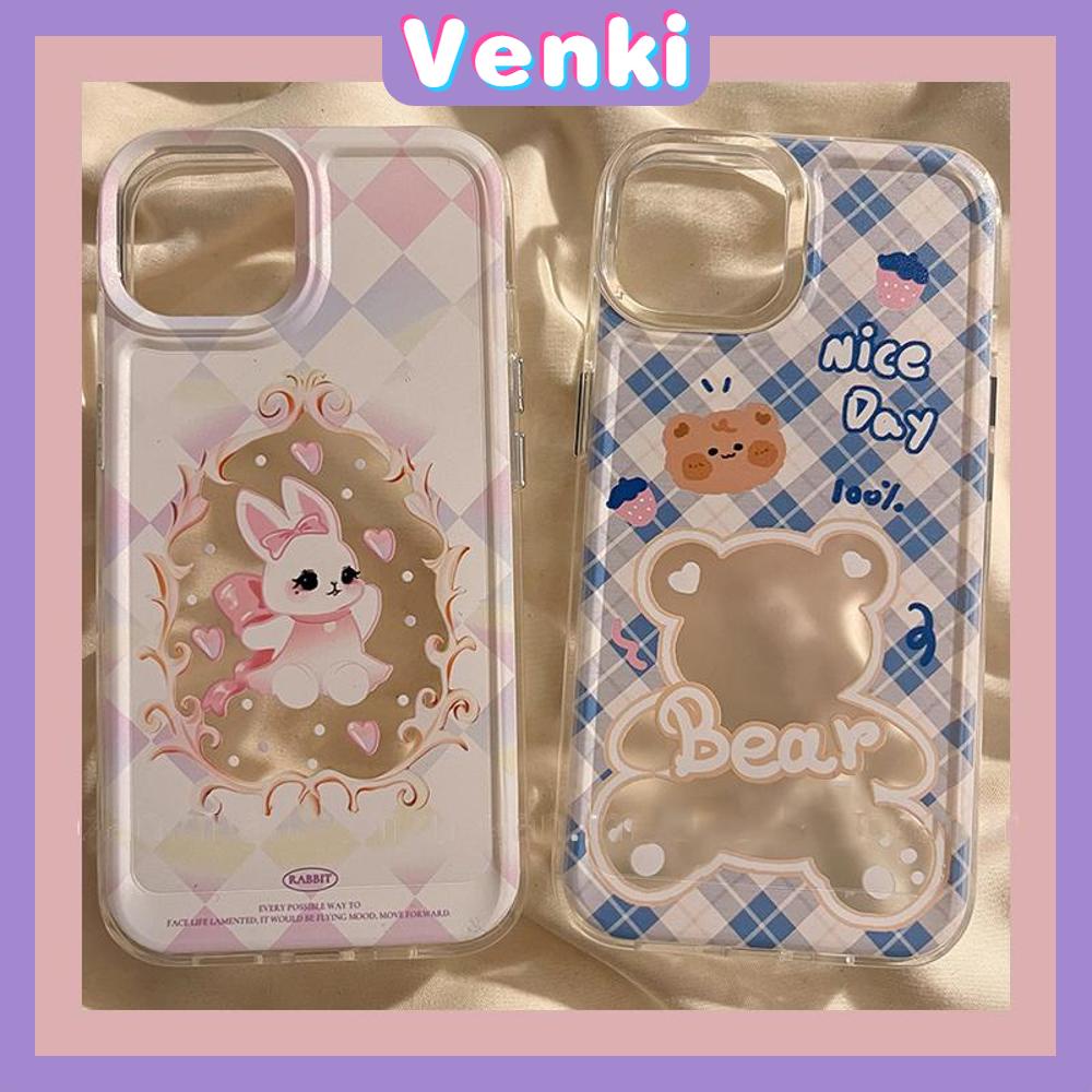 Case for iPhone 11 Soft TPU Clear Space Case Cute Cartoon Rabbit and Bear Plating Buttons Camera Protection ShockProof for iPhone 14 13 12 12 Plus 6 8 Plus XR XS