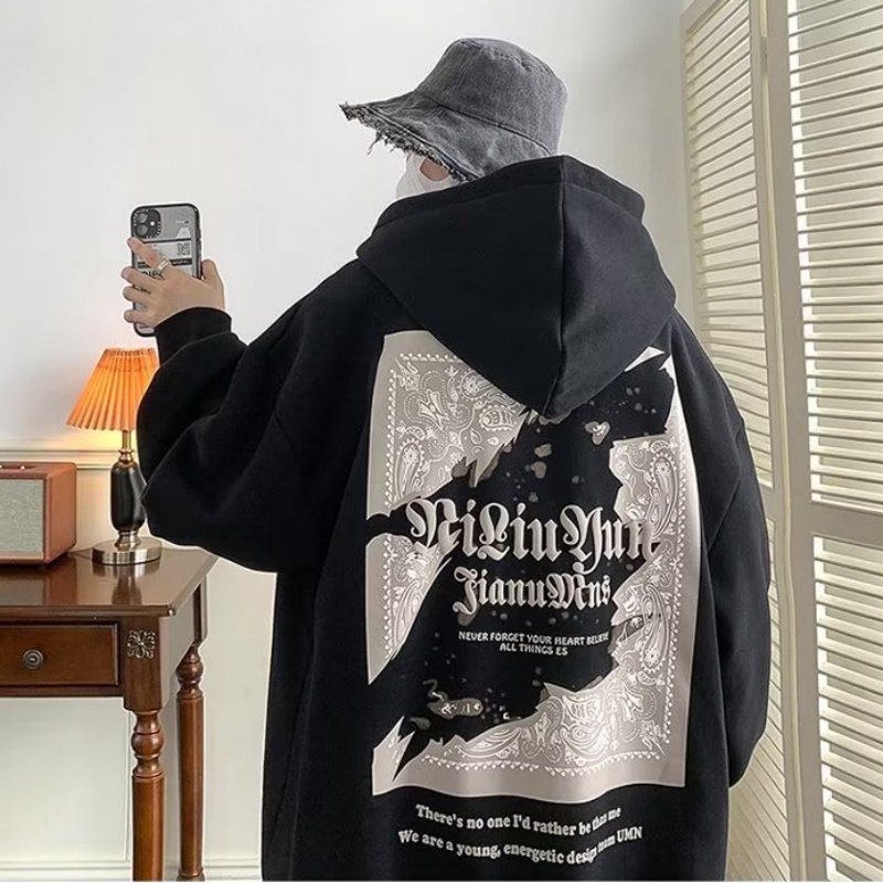 Promo Hoodie Street hip-hop trend Korean style Men's Hooded Sweate Printed letter Unisex Oversize Long Sleeve Hoodier