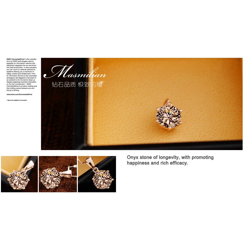 Goldkingdom Fashion Perhiasan Aksesoris Ready Stock Perak Disepuh Kalung Wanita Pendek Delapan Hati, Enam Cakar Liontin, Versi Korea, Perhiasan