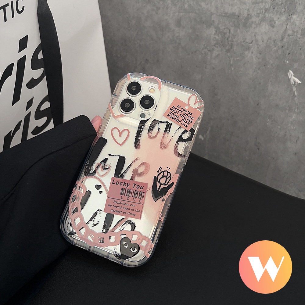 Realme C33 C25Y C25 C25s C35 C21Y C12 5c3 C1 C11 2020 6i C15 5i 5s C20 C20A C11 2021 C2 Ins Graffiti Cinta Hati Shockproof Airbag Fashion Comme des Garcons Label Bunga Soft Case