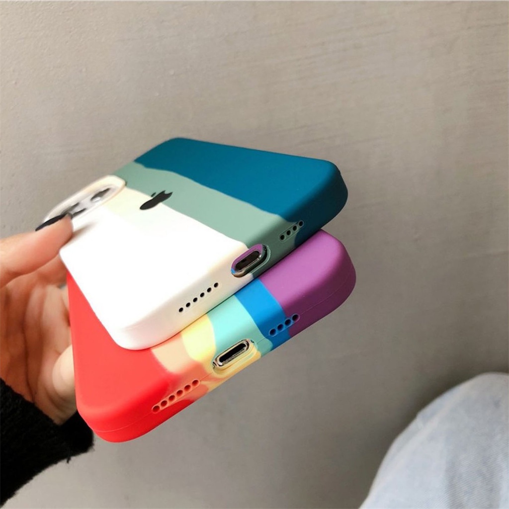 Casing Silikon Cair Resmi iPhone 14 Pro Max Case13 12 Pro Max14 Plus Promax Pelangi Mewah Tertutup Penuh anti Kotoran Dan shockproof Penutup Belakang