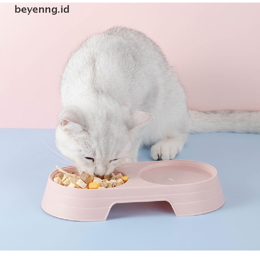Beyen Mangkok Pet Double Plastik Mudah Dibersihkan Bowl Cat Pet Makanan Air Bekal Makan ID