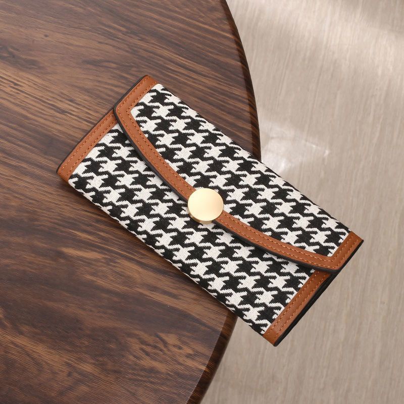 Sera 2023 baru fashion retro fashion houndstooth tas dompet panjang wanita dompet tangan multi-kartu pemegang kartu tas kartu