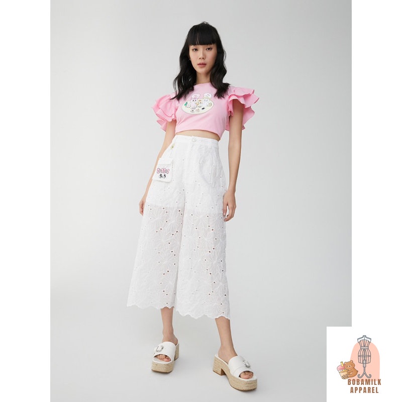 𝙋𝙍𝙀𝙇𝙊𝙑𝙀𝘿 Pomelo x Esther Bunny Sustainable Embroidered Lace Cullote Pants Celana Panjang Branded Lim