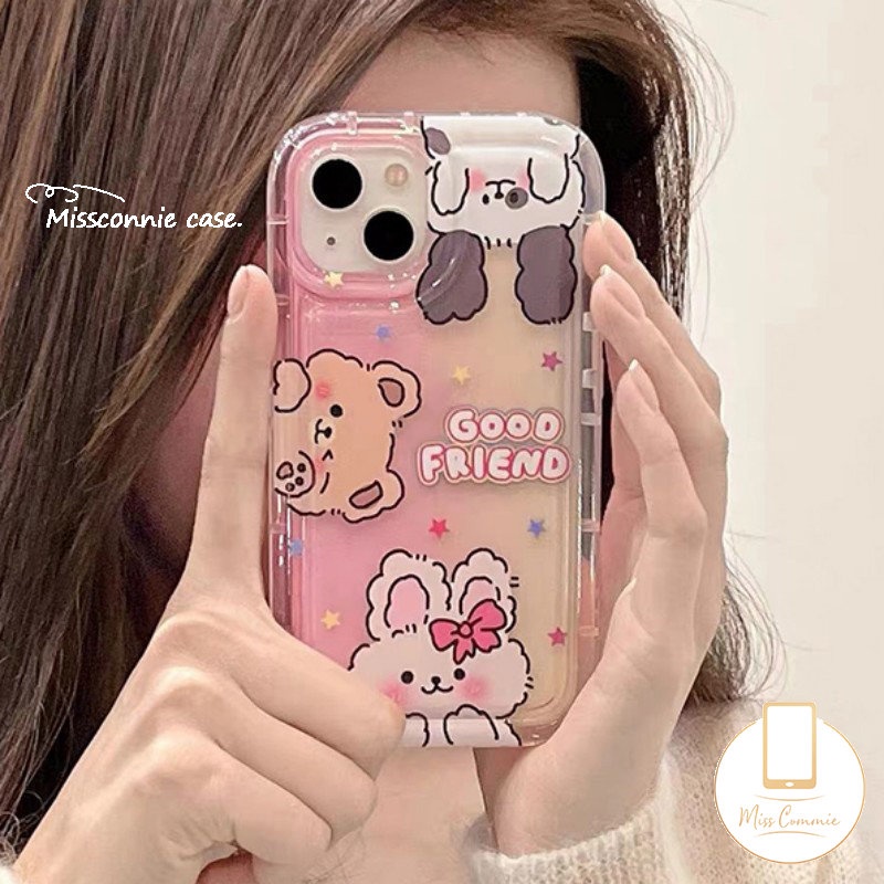 Lovely Case Untuk Redmi 12C 10C 9a1 9T 9C Nfc10 10A 9A Note8 Note10s Redmi Note 11 10 11s 10s 9poco F4 Kartun Kelinci Lucu Beruang Teman Baik Lembut TPU Shockproof Airbag Cover