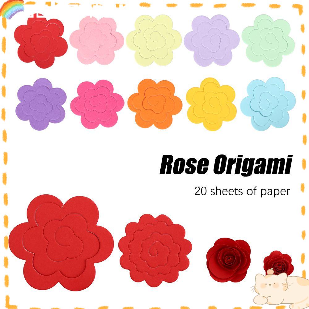 Solighter Mawar Origami Warna Warni Bahan Manual Produk Siap Sebagian Alat Edukasi Craft Paper