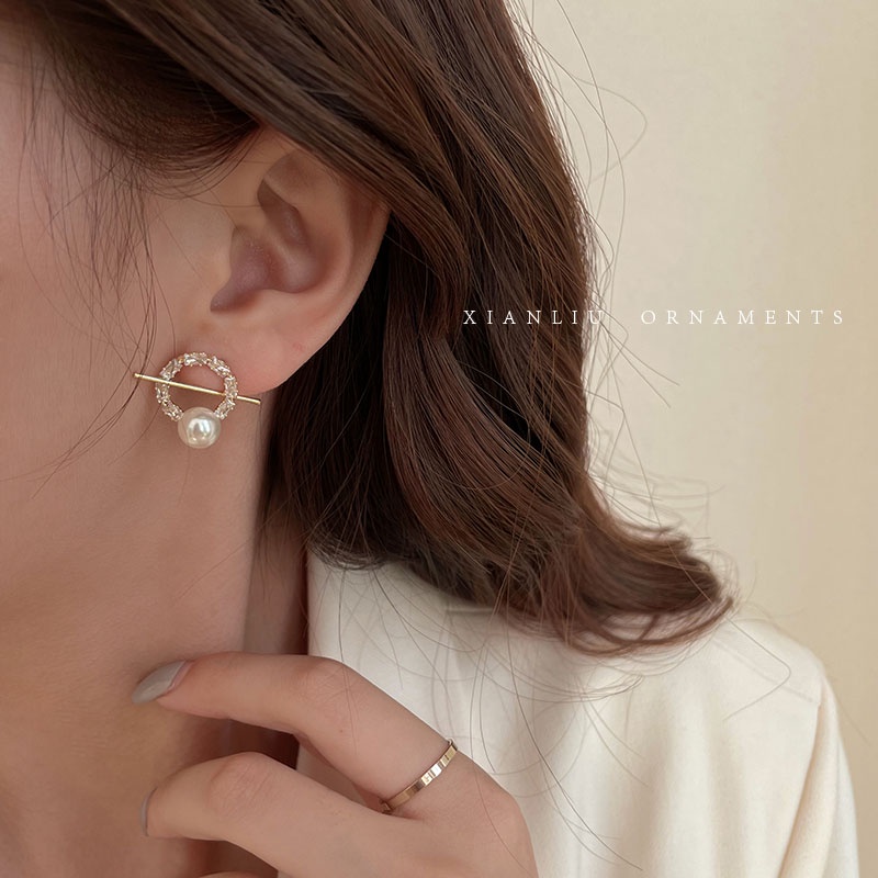 Lucu Mini S925 Perak Disepuh Anting-Anting Mutiara Telinga Studs Untuk Perhiasan Fashion Gadis Manis