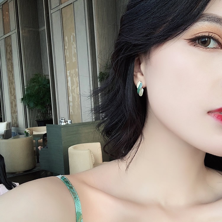 Gaya Keren Warna Drop Glaze Earrings Musim Panas Segar Anting ulzzang Korea Warna Kontras Geometris All-Match Anting Jarum Perak