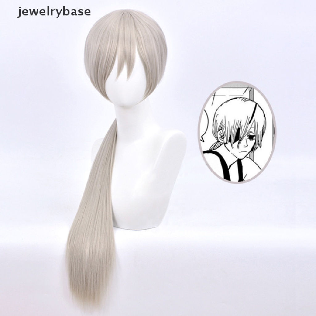 [jewelrybase] Quanxi Wig Panjang Silver Grey Rambut Palsu Anime Rantai Man Cosplay Hair Sintetis Cosplay Wig 80 cm Butik