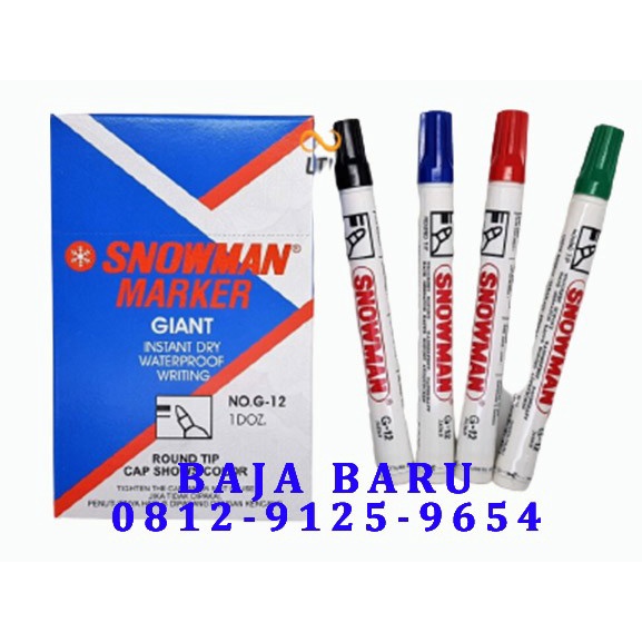 

Spidol Snowman Permanen / Whiteboard Snowman BG-12 - Hitam - Hitam