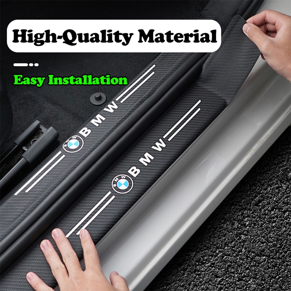 4pcs Serat Karbon luminous tape Pelindung Pintu Mobil doorsill Anti Gores Stiker Hias