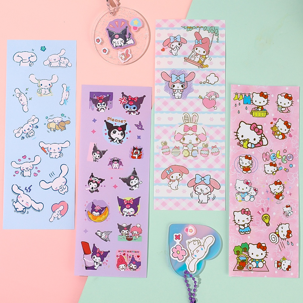 1tas Alat Tulis Siswa Sanrio Kartun Stiker Bahan Hias Stiker Diy Buku Besar Stiker Lucu Cangkir Air Pensil Case Stiker Perlengkapan Kantor Sekolah