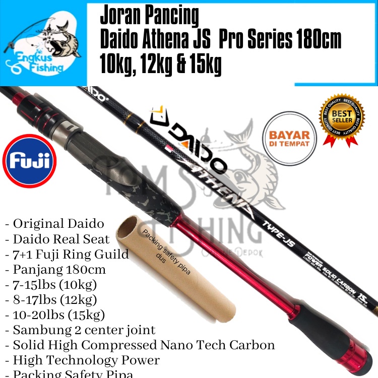 Joran Pancing Daido Athena Pro Series Fuji JS 180cm (12kg &amp; 15kg) Japan Style Power Solid - Engkus Fishing