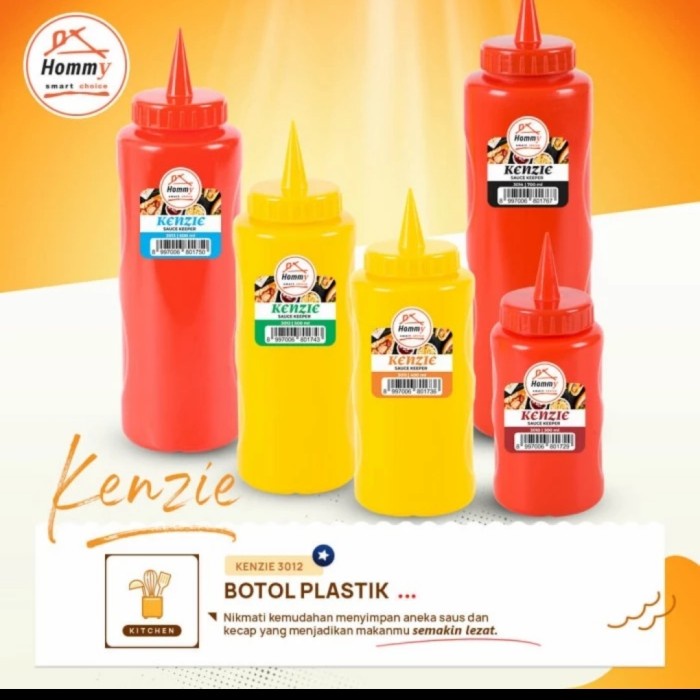 KENZIE YELLOW RED BOTOL SAOS SAUS MAYO MAYONAISE HOMMY GROSIR MURAH