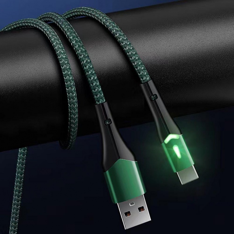 Kabel Data USB Dengan LED Anti-Berliku Perangkat Umur Panjang Charge Type-C Kabel Pengisian Cepat Untuk Rumah