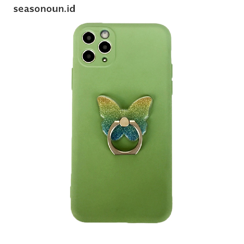 Seasonoun Phone Ring Stand holder Butterfly Bling Glitter Universal Dudukan 360derajat.