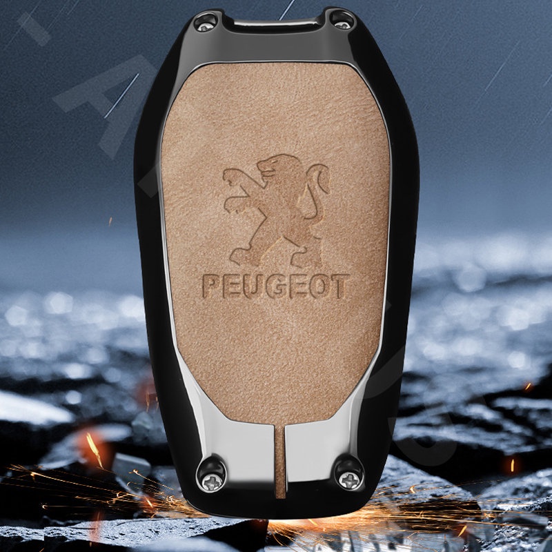 Casing Kunci Mobil Kulit Zinc Alloy Peugeot Full Wrap Cover Smart Key Protector Untuk 206 208 207 307 308 2008 3008 508 408 5008 406