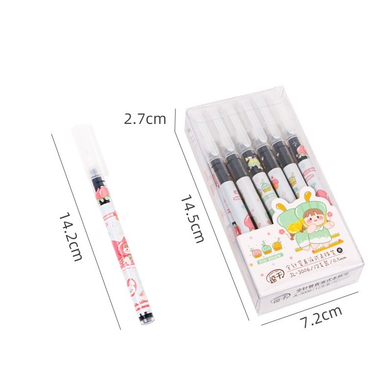 12pcs Pulpen Pena Pen Cair Gel Tinta Hitam OSM-ST0268