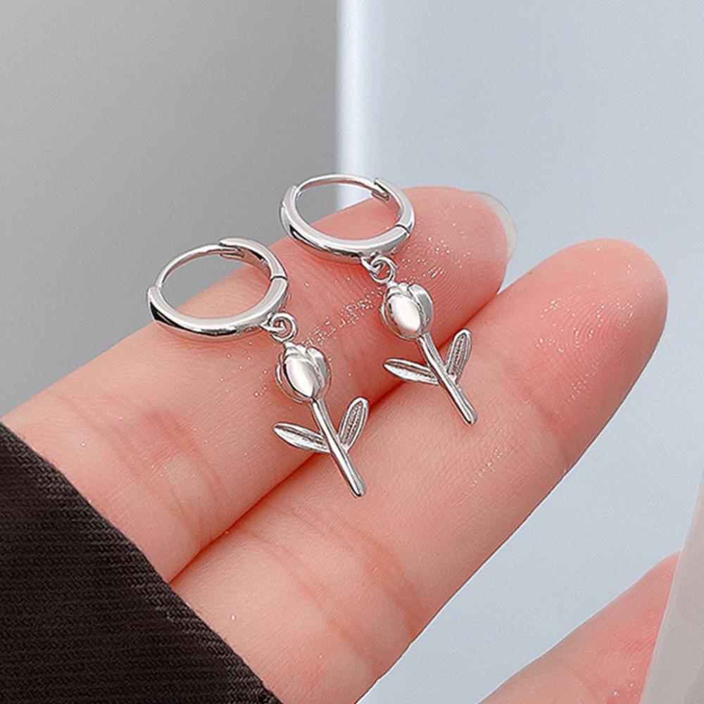 Timekey Indah Tulip Telinga Gesper Anting Mode Sederhana Bunga Anting Perhiasan Aksesori Wanita Earing Elegan F5T5