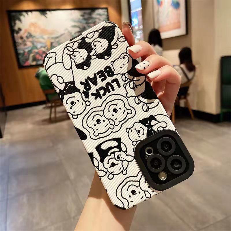 【Lamb Skin】White Winnie the Pooth Soft Case for IPhone 6S 7 Plus 8 Plus X XS XR XS Max 11 13 12 14 PRO Max 14 Plus 12 13 Mini