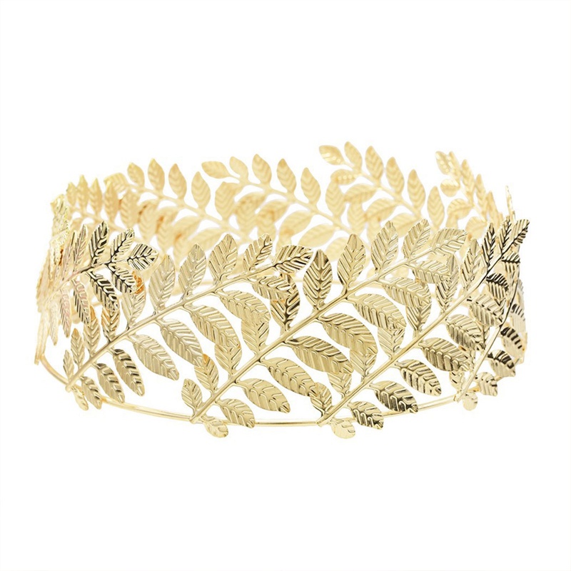 Bando Daun Pengantin Baroque Gold Leaves Hollow Hairband Alloy Headband Untuk Wanita Pernikahan