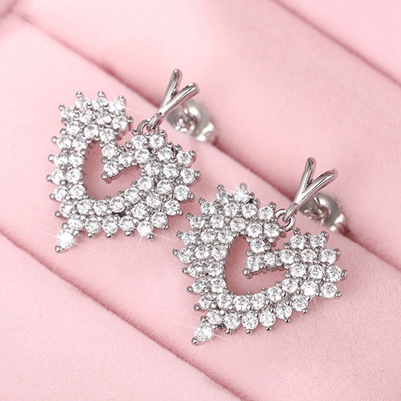 Sparkling Cubic Zirconia Heart Drop Earrings Untuk Wanita Baru Didesain Perempuan Aksesoris Telinga Pesta Pernikahan Perhiasan Trendi