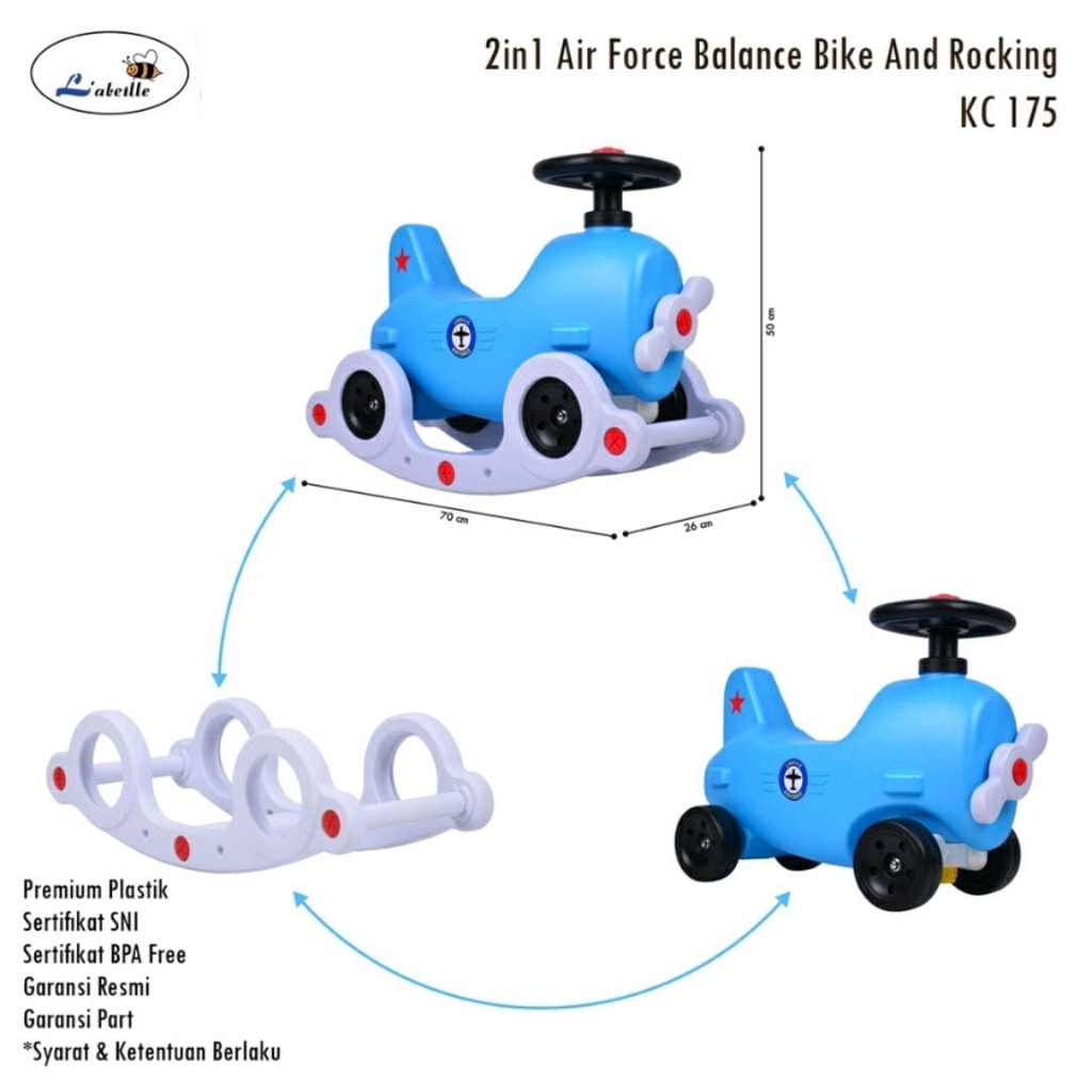 LABEILLE 2IN1 AIR FORCE BALANCE BIKE ROCK KC 175