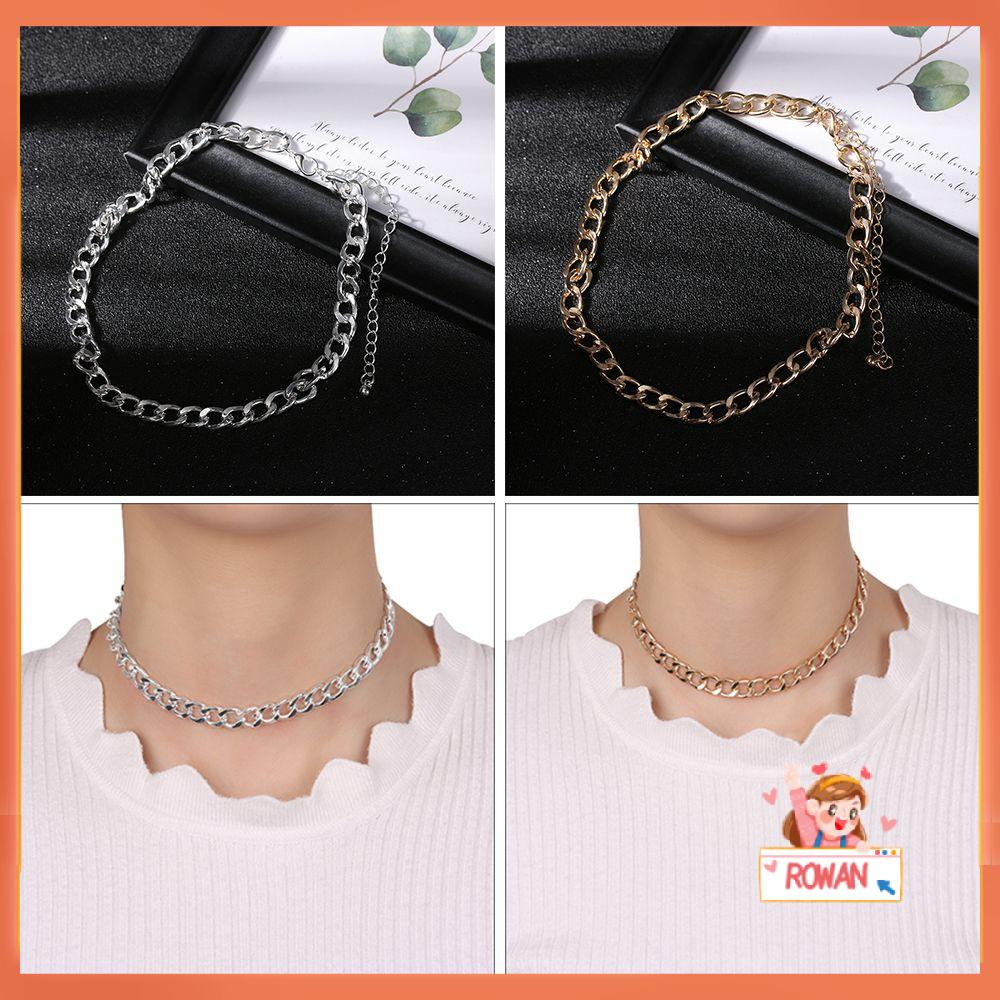 R-flower 1pc Choker Wanita Pria Keren Handmade Kerah Rantai Logam