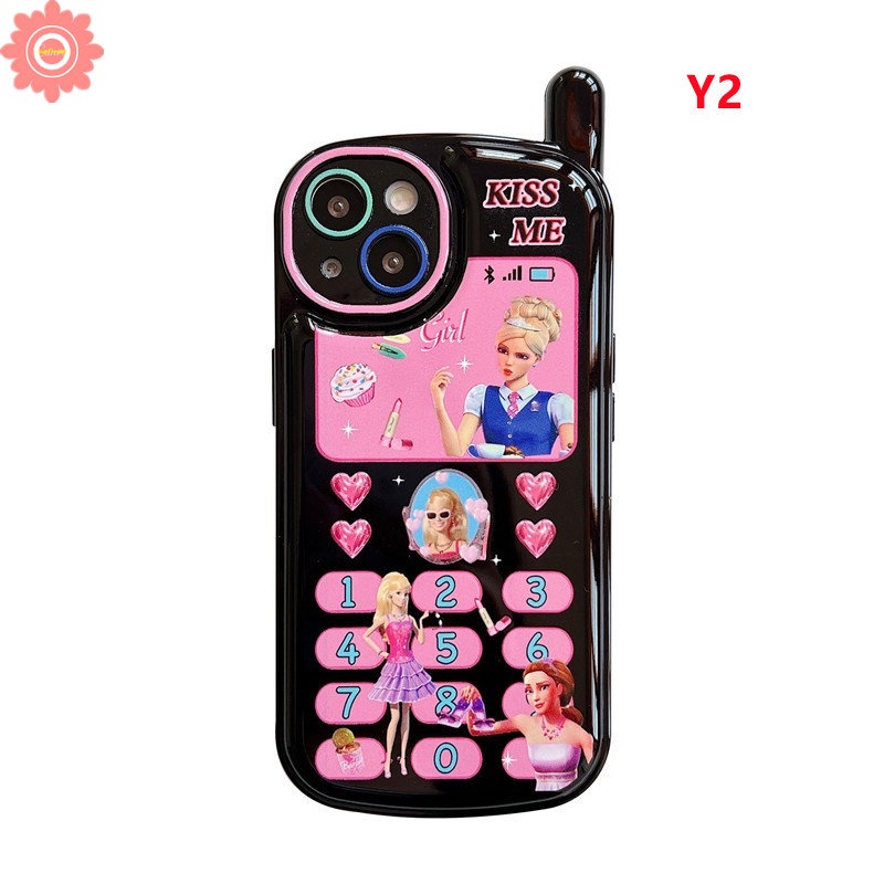 IPHONE Casing Bentuk Ponsel Kartun Kreatif Kompatibel Untuk Iphone11 7 8 Plus Xr13 14 12 11 Pro MAX X XS MAX SE 2020 The Powerpuff Gadis Barbie Retro Kepribadian Cellular Soft Cover