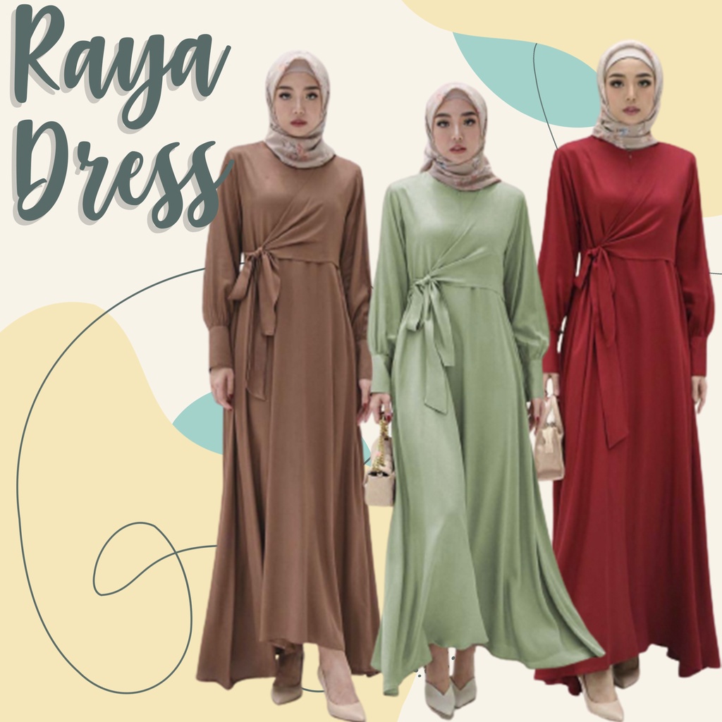 Baju Dress Pesta Fashion Muslim Wanita Syari Busana Muslim Terbaru Modern Maxi Lengan Balon Outfit M