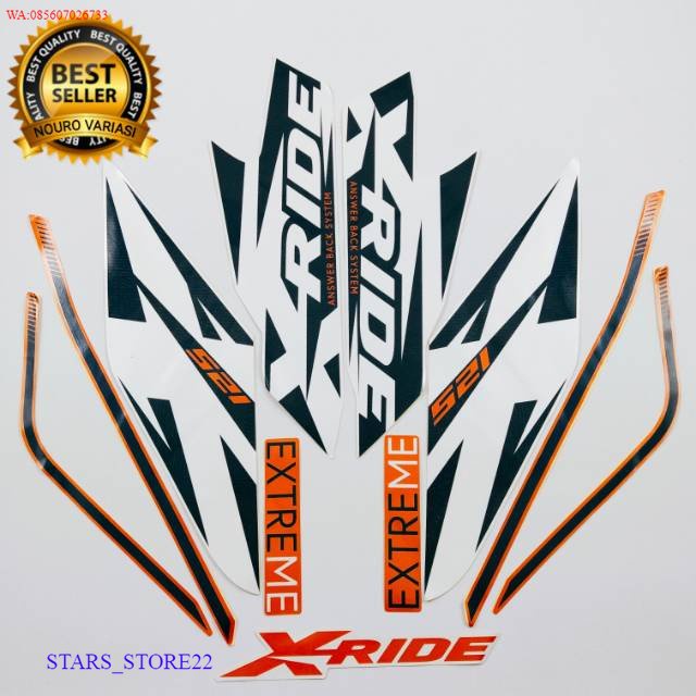 (ORI) striping yamaha Xride X-Ride 2018 putih oren list body motor standar KUALITAS ORIGINAL PABRIK