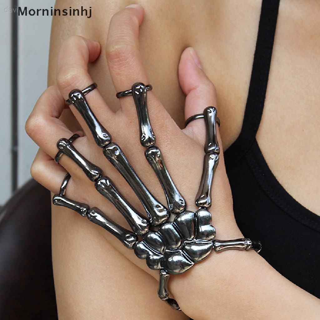 Mornin Steam Punk Gelang Gothic Tangan Tengkorak Kerangka Adjustable Bangles Perhiasan id