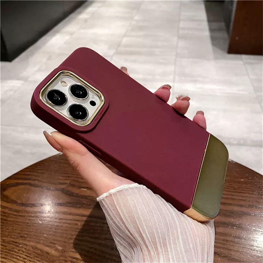 Casing splicing plating Mewah Iphone13 12 11 Pro Max Square 11case iPhone 14 Pro Max Plus Proteksi Kamera metal Casing Lembut Tahan Guncangan Tertutup Penuh