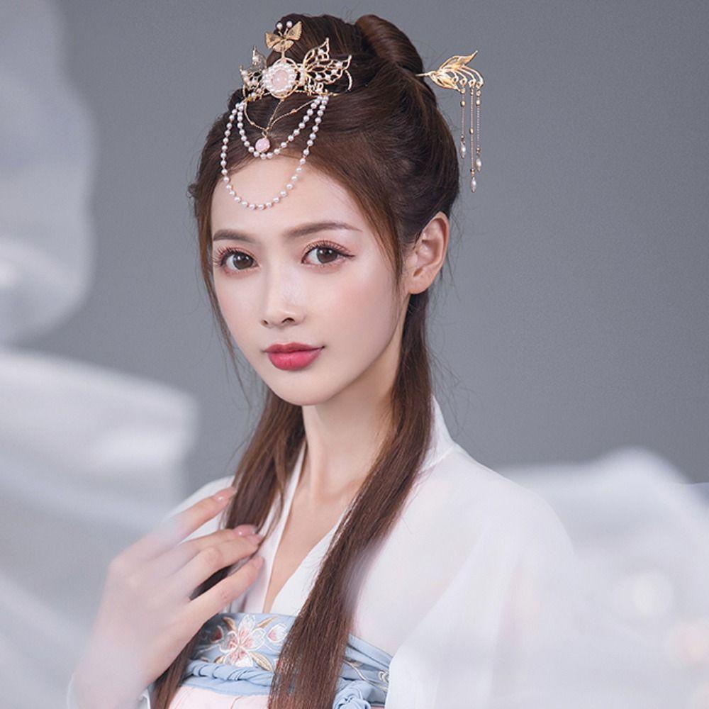 Mxbeauty Hiasan Rambut Pernikahan Hanfu Kuno Antik Kupu-Kupu Rambut Garpu Gaya Cina Jepit Rambut