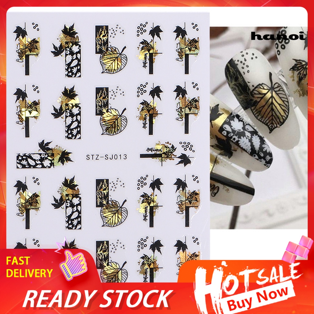 Hi Stiker Kuku Pola Indah Perekat Diri Daya Lengket Kuat Mempesona Efek Visual Yang Mempesona Dekoratif Ultra-Tipis Gaya Abstrak DIY Nail Art Decal Design Perlengkapan Kuku