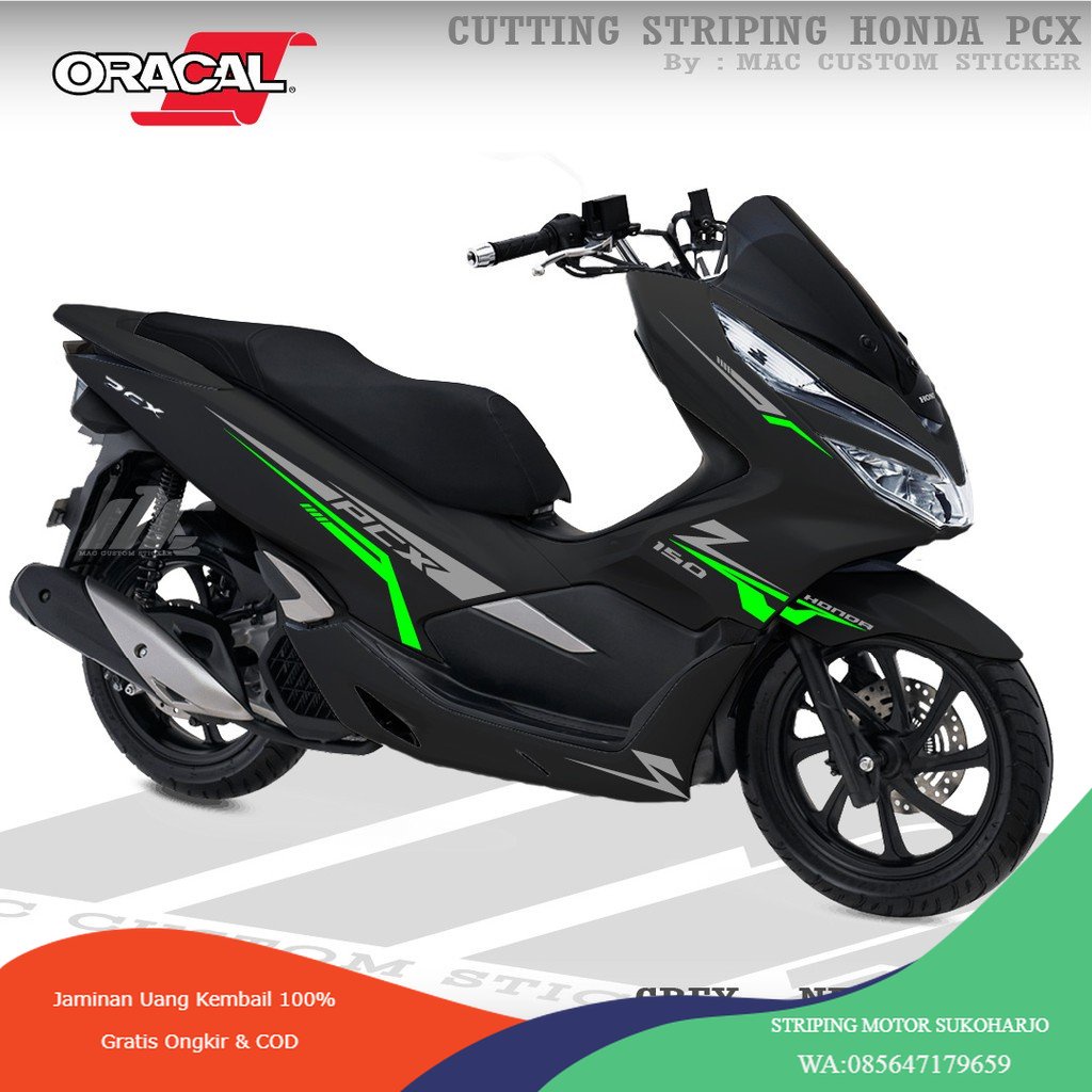 (PREMIUM) CB-PCX-03 - CUTTING STICKER PCX SEMUA WARNA MOTOR - WARNA STIKER HIJAU STABILO