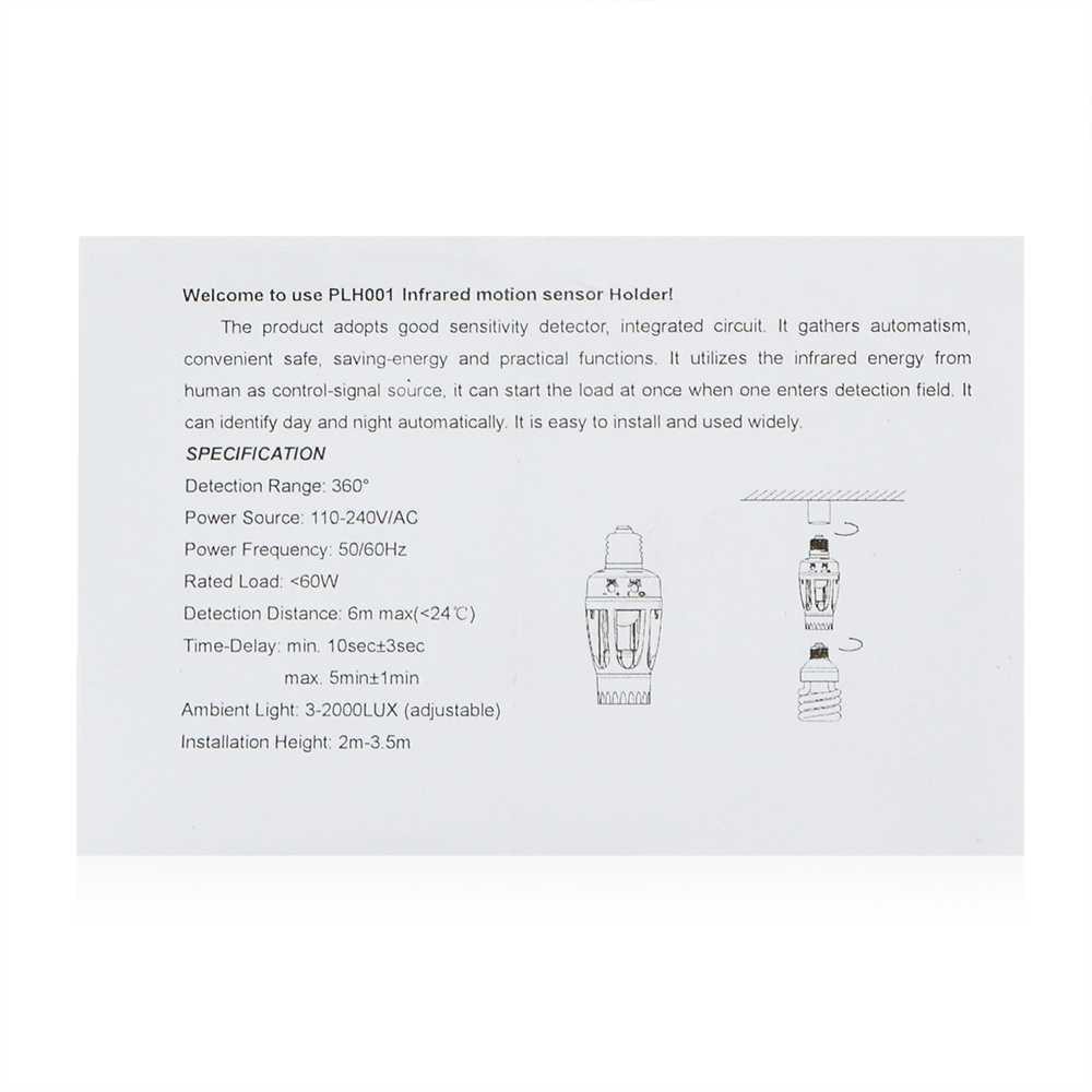 Smart Fitting Lampu Bohlam E27 Infrared Sensor Lamp Holder - SP-SL01 ( Mughnii )