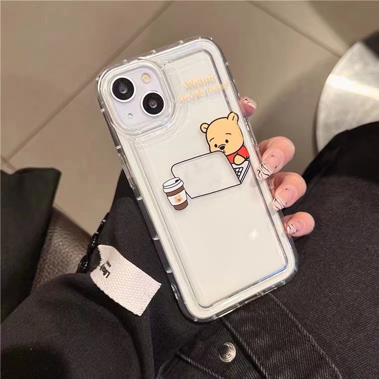 IPHONE Cute Little Monster Soft Phone Case Kompatibel Untuk Iphone14 13 11 12 Pro XS Max X XR 7 +8 Plus Casing Transparan TPU Silikon Shockproof Cover