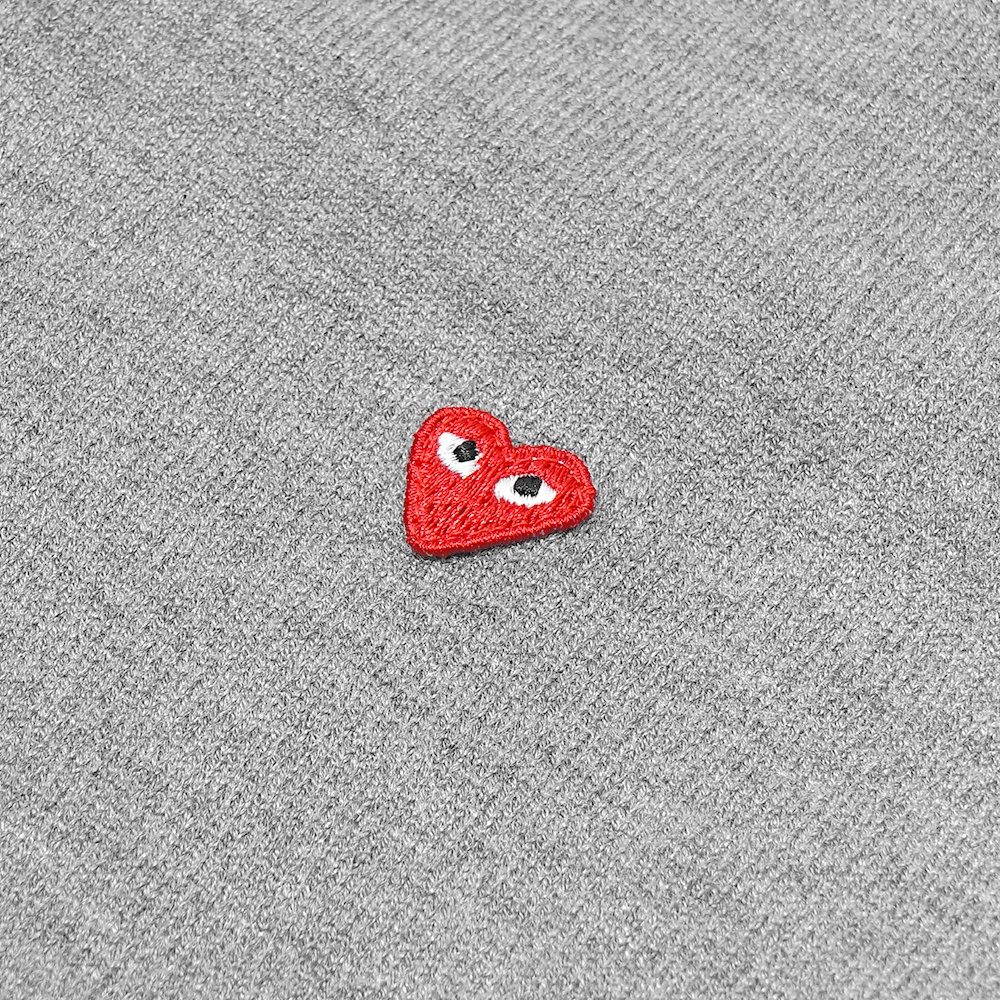 CDG Play Mini Heart V Neck Sweater Dark Grey