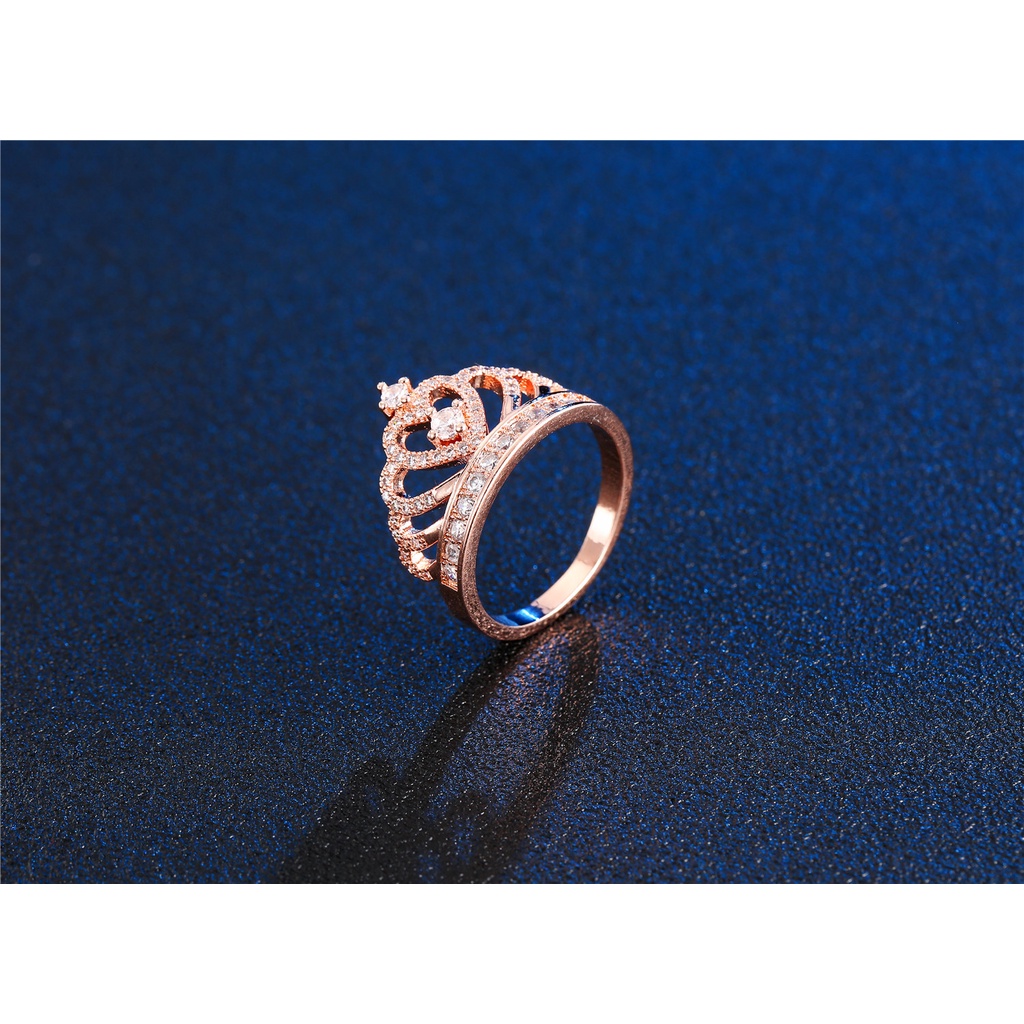 Goldkingdom Aksesoris Perhiasan Fashion Ready Stock Fashion Perak Ornamen Cincin, Eropa Dan Amerika Kreatif Tangan Ornamen, Mahkota Populer Zirkon Cincin, Perempuan