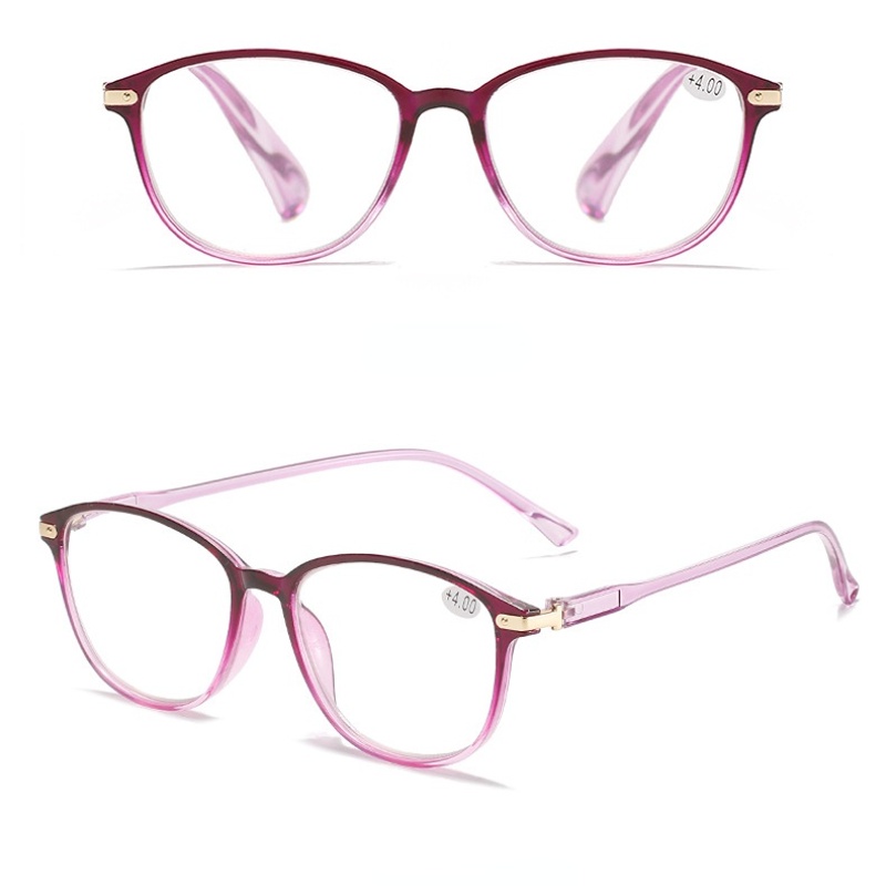 (YUZHU) Kacamata Baca HD Ultra Ringan Fashion Korea Candy Color Bingkai Bulat Anti Radiasi Plus Eyeglasses