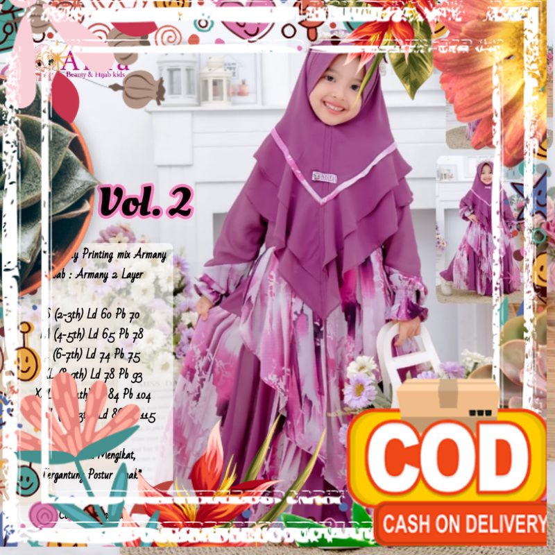 Ellsa kids vol.2 gamis syar'i anak by: alifa / pastel sage