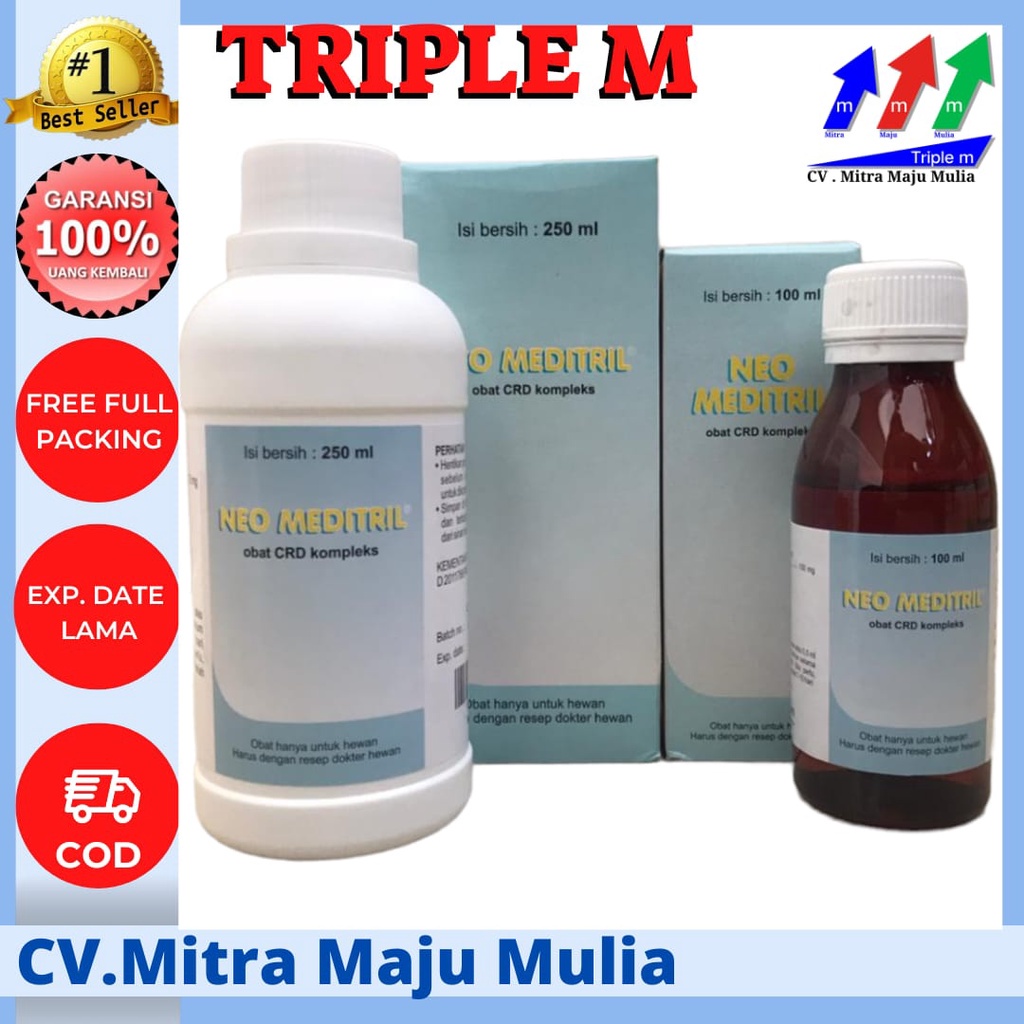 NEO MEDITRIL 100 ml NEO MEDITRIL 250 ml ORAL Obat CRD Flu Korisa Snot Ayam Burung NEOMEDITRIL