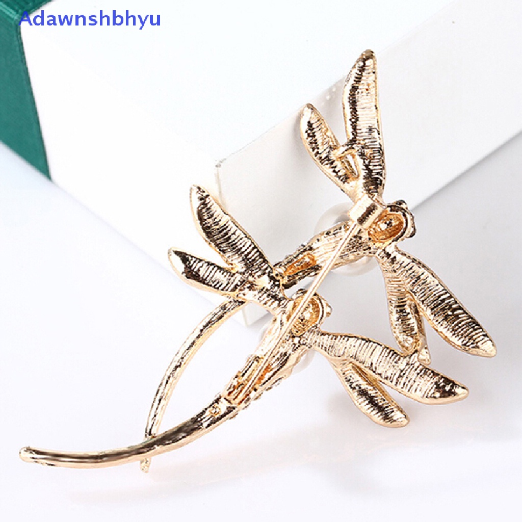 Adhyu Fashion women crystal pearl animal dragonfly enamel brooch pin custome jewelry ID