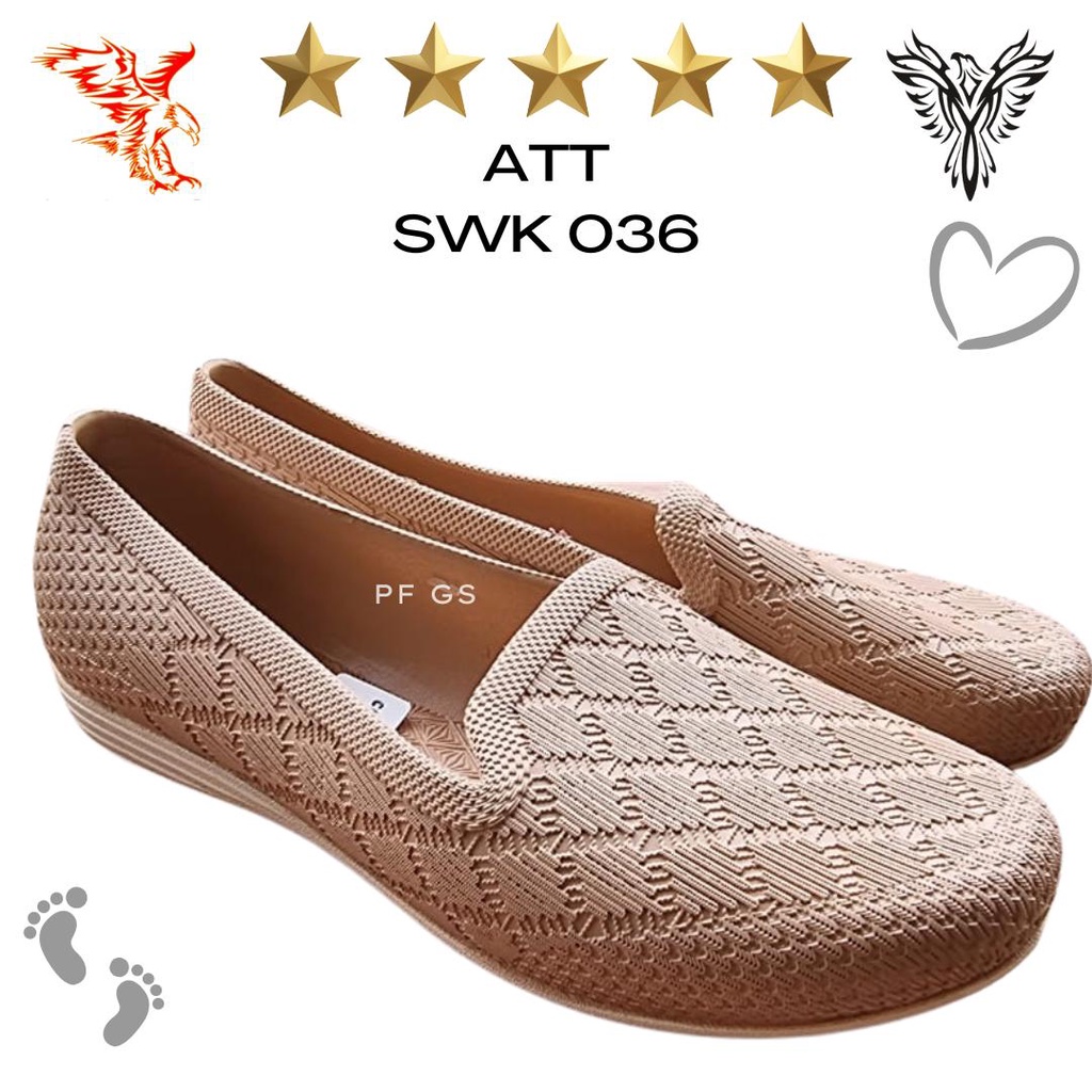 Sepatu Slip ON Wanita ATT SWK 036 Karet Lentur Anti Air Trendy 37-40